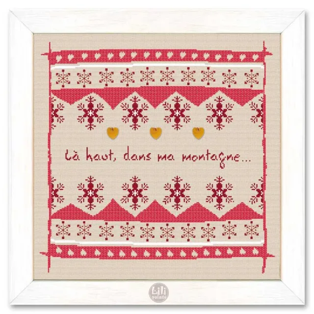 LiliPoints Up There rood borduurpatroon met 3 hartjes