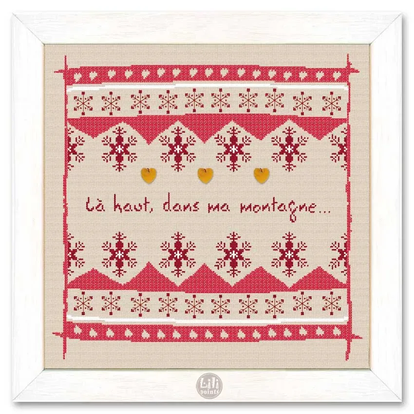 LiliPoints Up There rood borduurpatroon met 3 hartjes