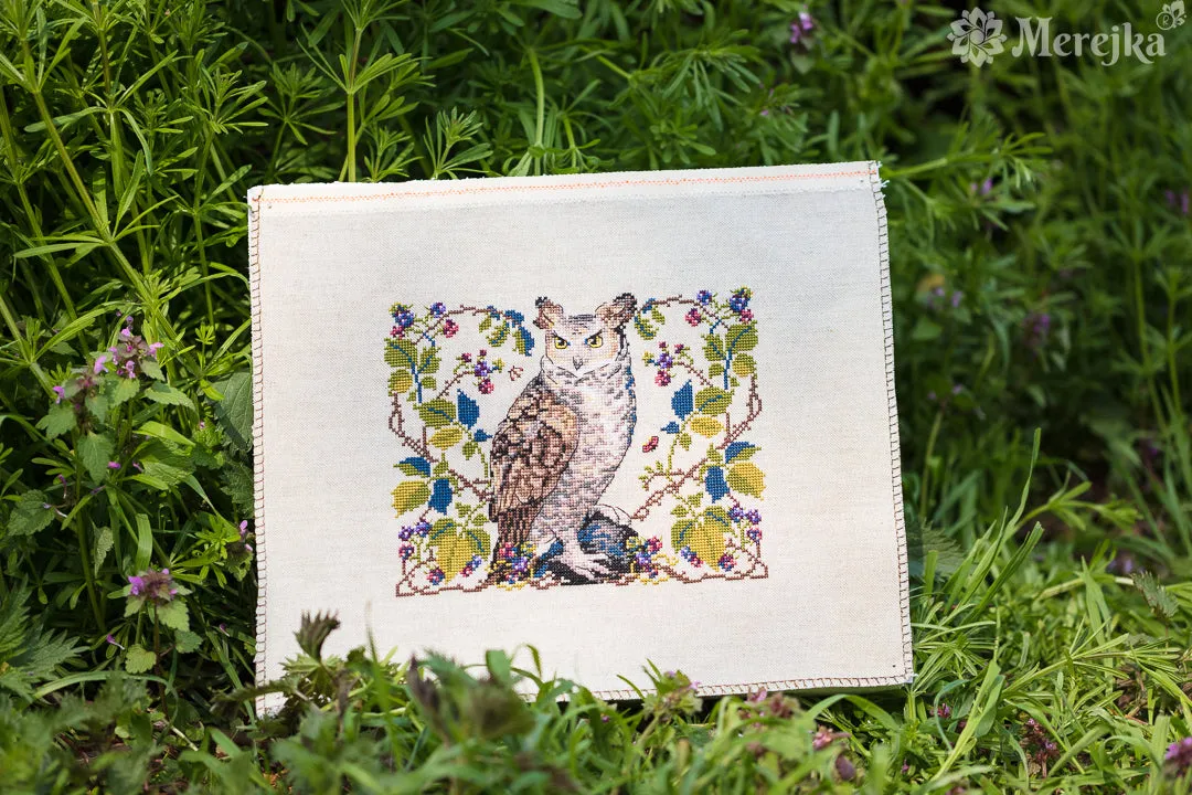 Merejka The Owl borduurpakket 20x16 cm 20 kleuren