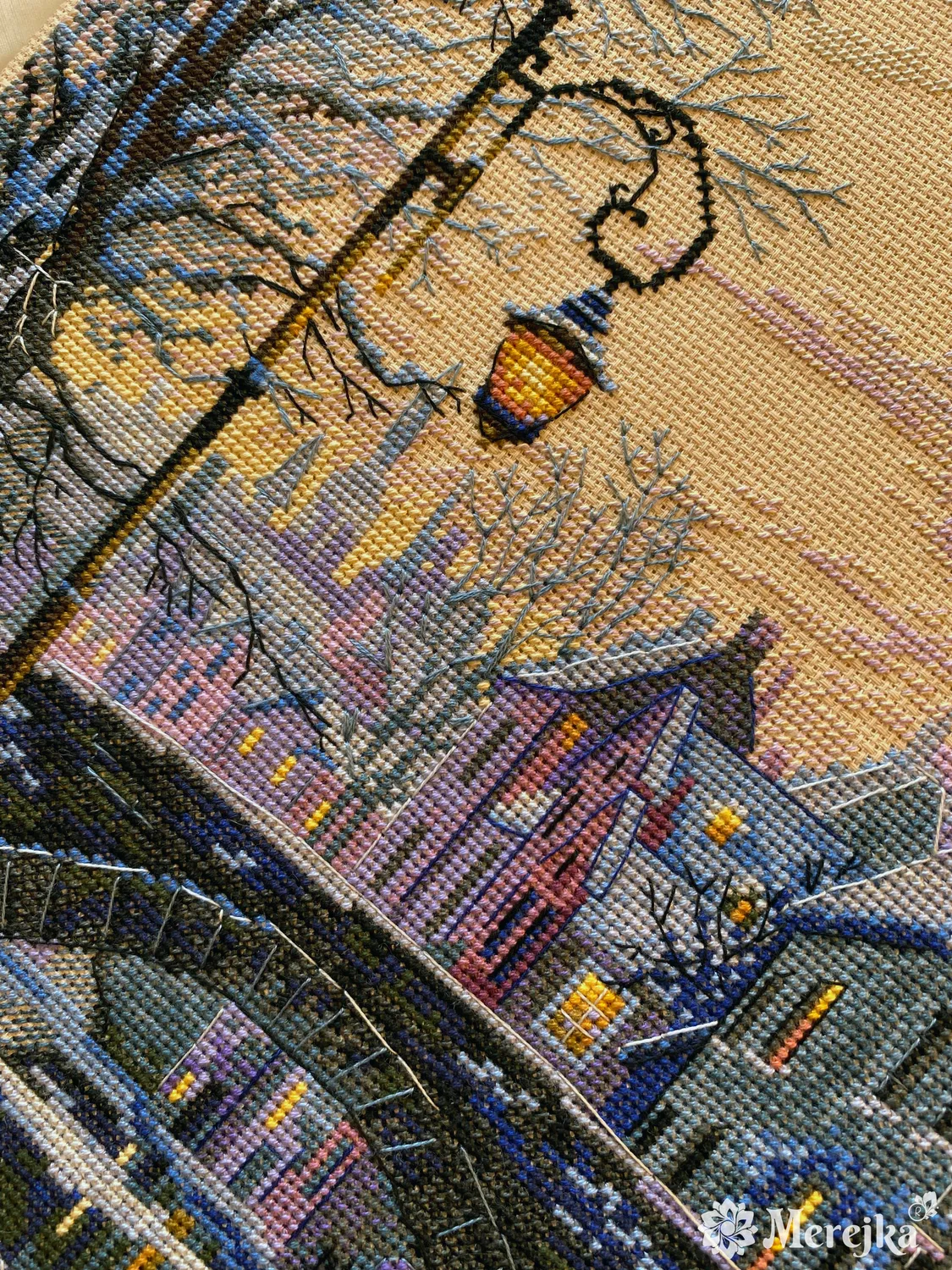 Merejka Winter Evening borduurpakket 30x40 cappuccino