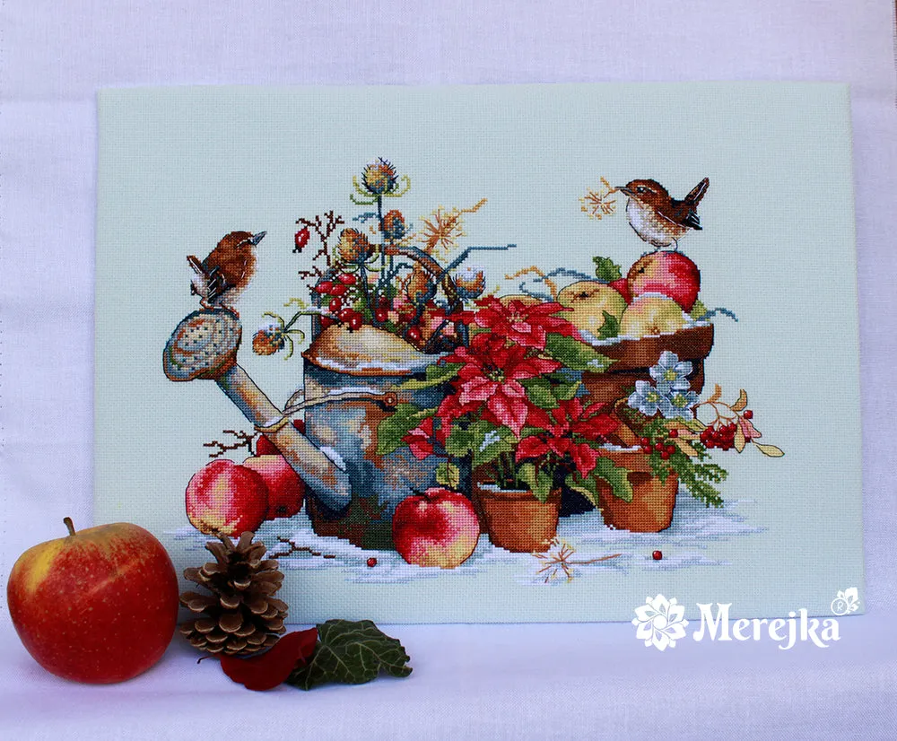 Merejka December borduurpakket 37x28 ijsblauw