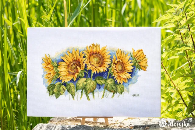 Merejka Bright Sunflowers borduurpakket 43x24
