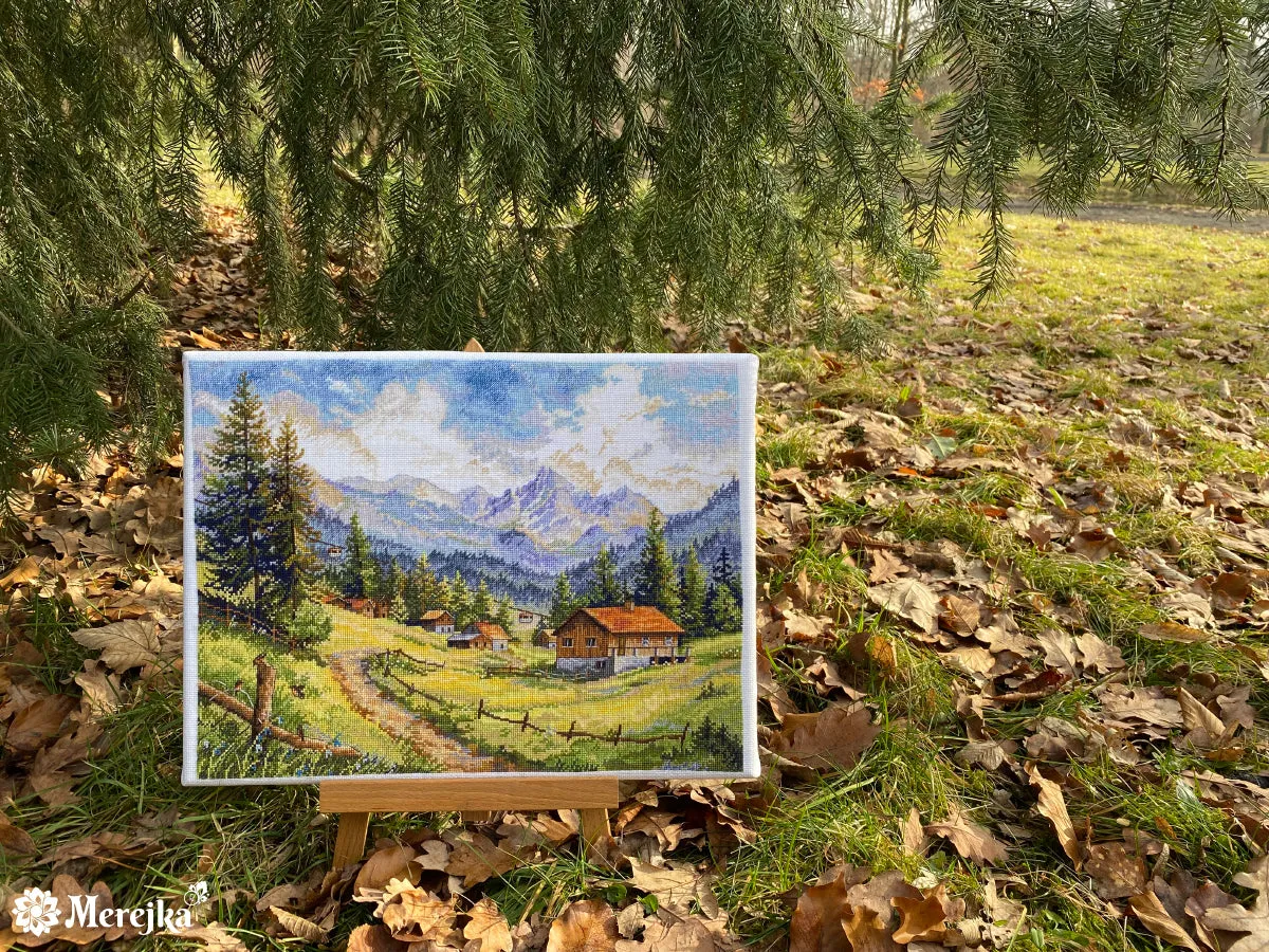 Merejka The Chamonix Valley borduurpakket wit 30 x 39,5
