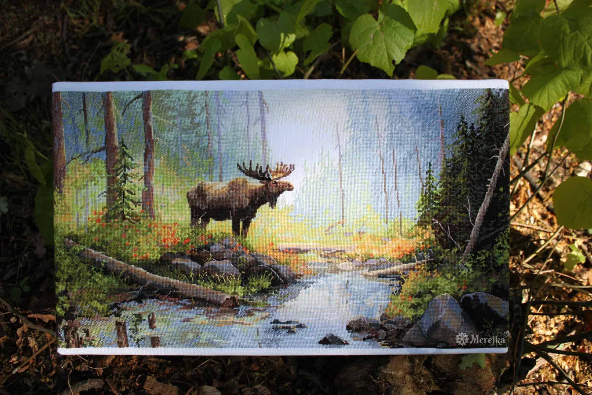Merejka Woodland Morning borduurpakket 29x52cm wit