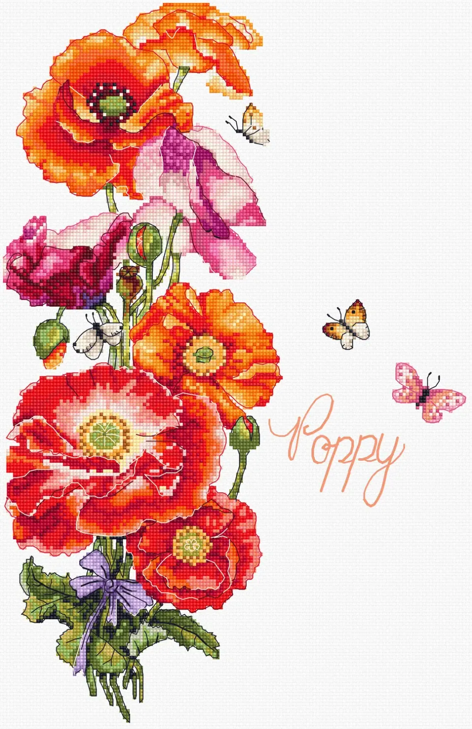 Leti Stitch L8075 Poppy Coquelicot borduurpakket 35x22