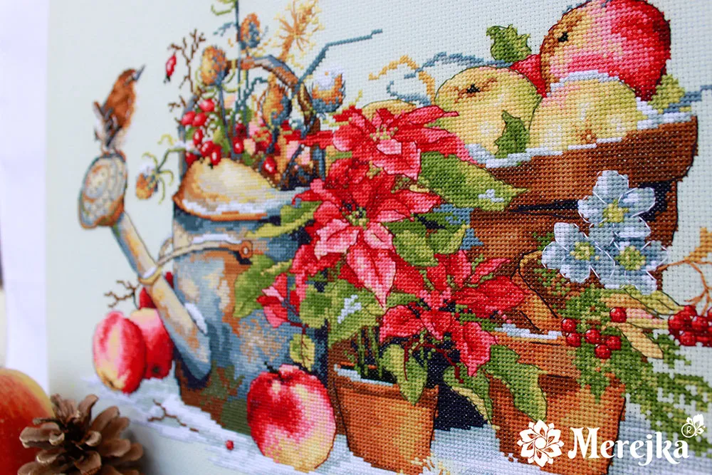 Merejka December borduurpakket 37x28 ijsblauw