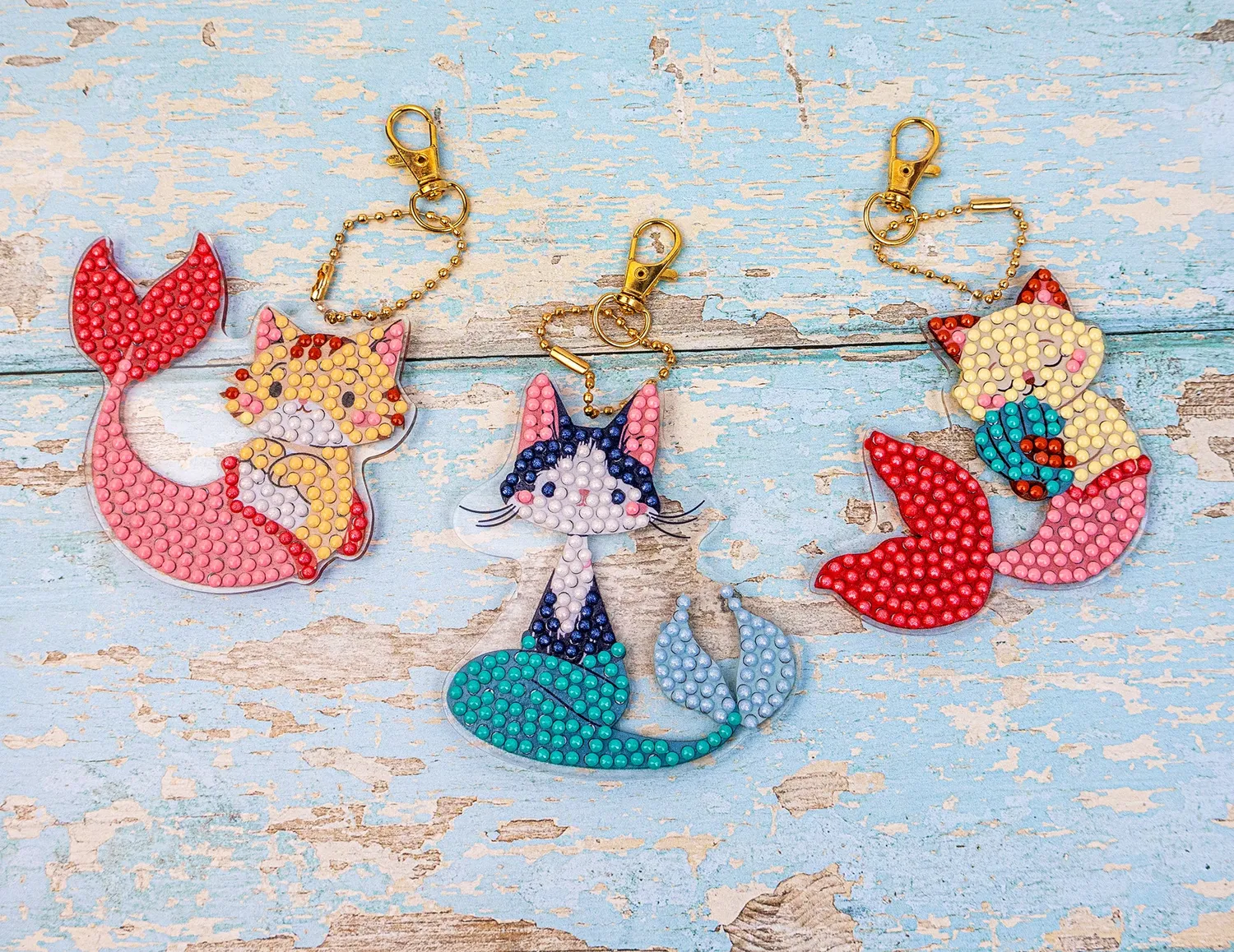 Leti Stitch Dazzle Dots 481-494 Mermaid Cats hangers set van 6