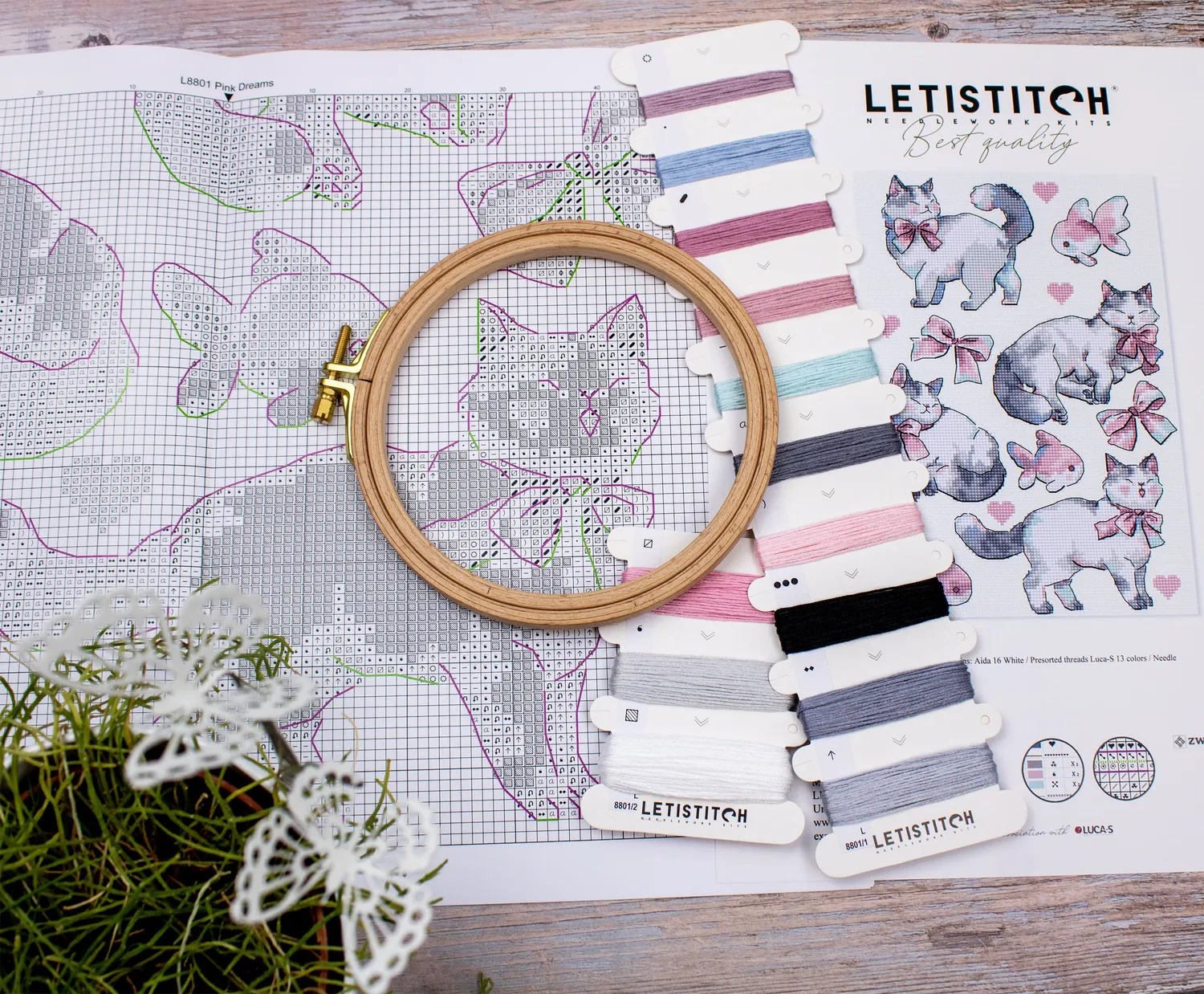 Leti Stitch L8801 Pink Dreams borduurpakket 17x24 cm