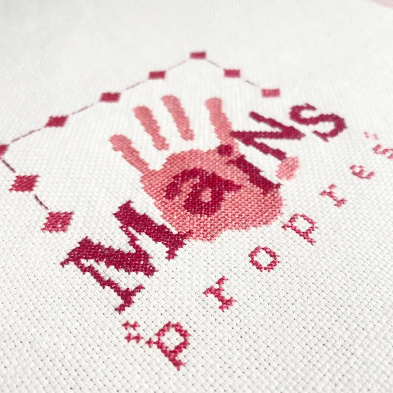 LiliPoints Tea Towell for Hands borduurpatroon rood grijs