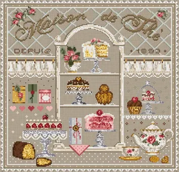 Madame la Fée Maison de Thé borduurpatroon theehuis 196x188