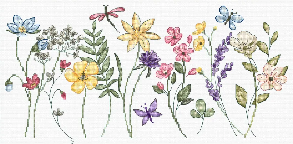 Leti Stitch L8094 Summer Bloom borduurpakket 36x17 cm