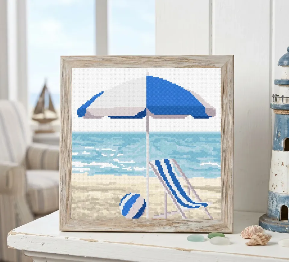 SEG Marie Coeur Bord de Mer Bleu kruissteekpakket zee