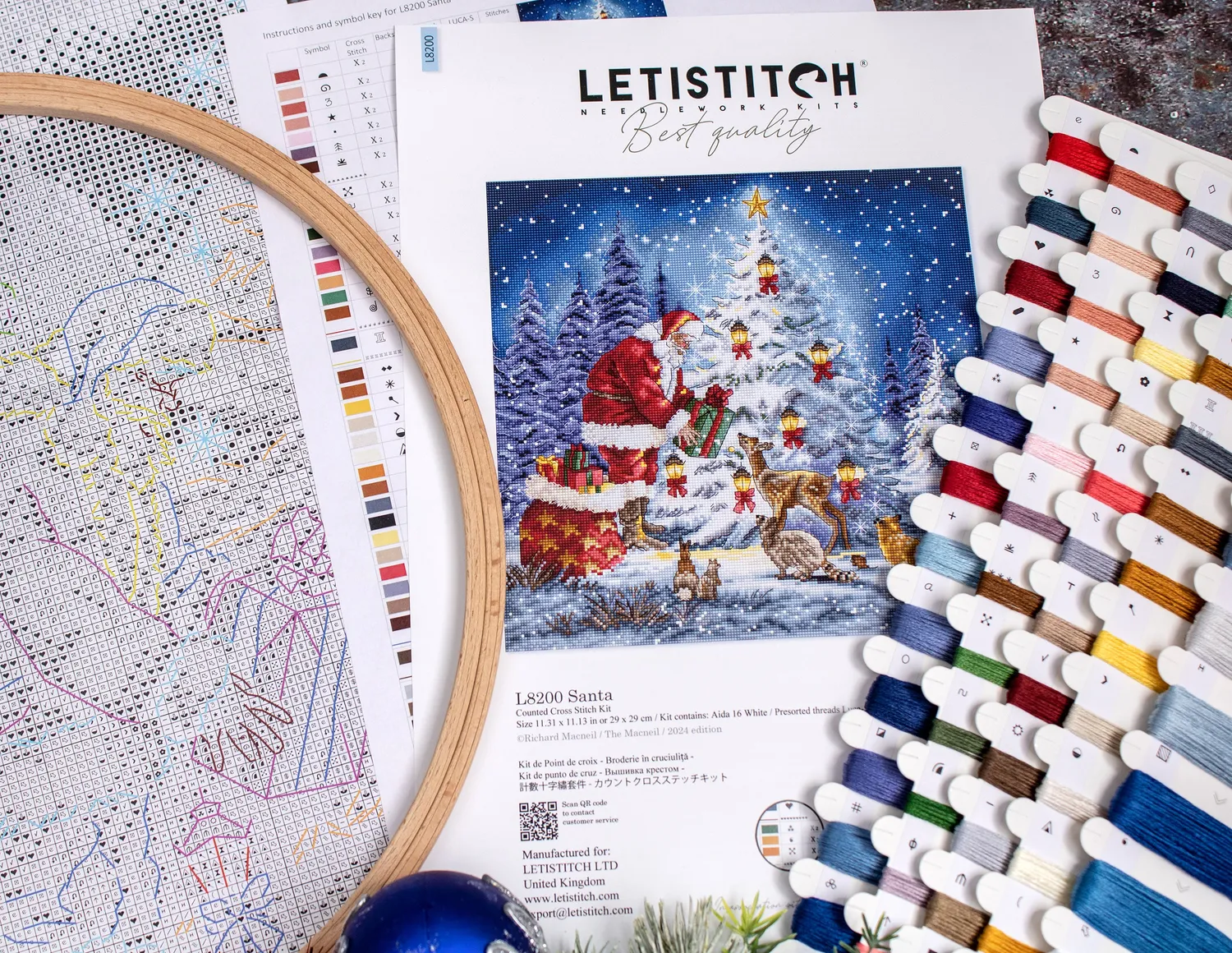 Leti Stitch L8200 Santa borduurpakket 29x29 cm kerst