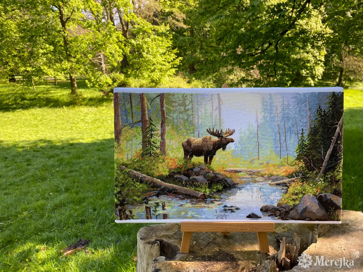 Merejka Woodland Morning borduurpakket 29x52cm wit