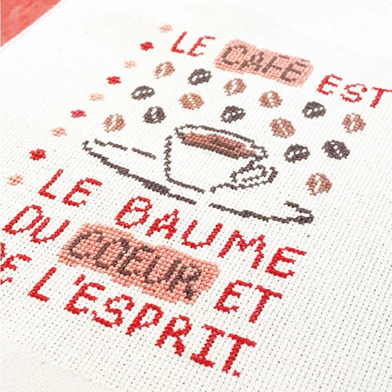 LiliPoints Grand-Mère theedoek om te borduren ecru roze