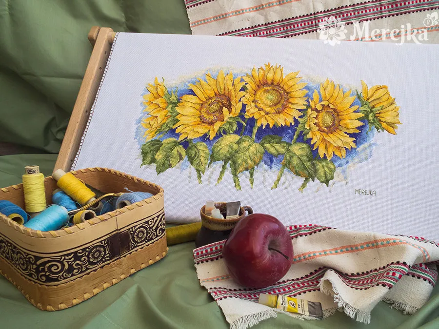Merejka Bright Sunflowers borduurpakket 43x24