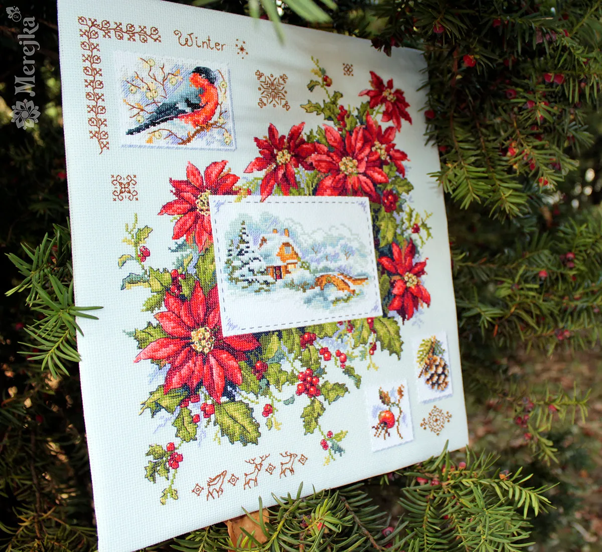 Merejka Winter Sampler borduurpakket Aida 16