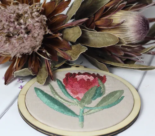 Helen Stubbings Botanical Protea borduurkit linnen
