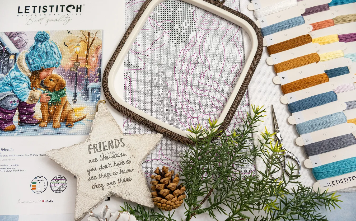 Leti Stitch L9925 Best friends borduurpakket 28x27 cm