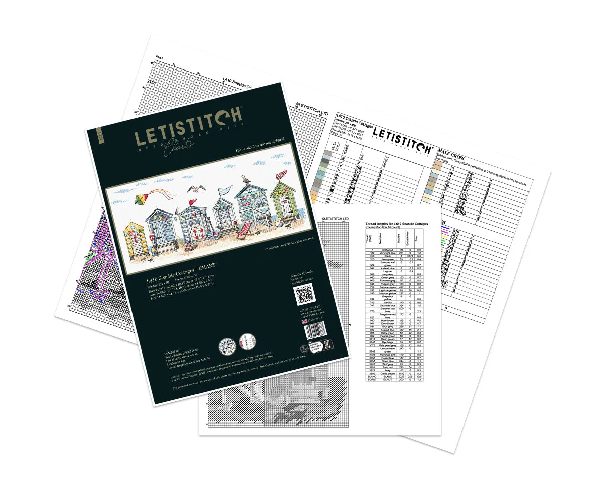 Leti Stitch Seaside Cottages telpatroon pdf 221x100 37 kleuren
