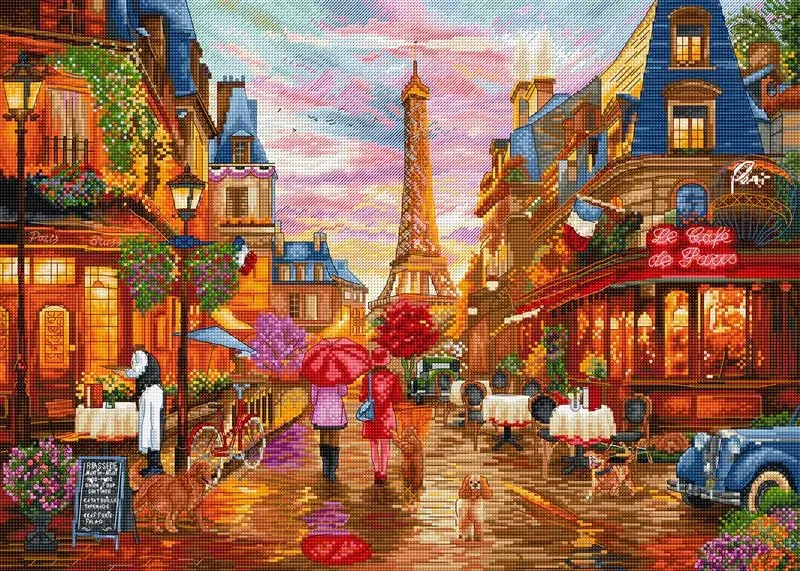 Leti Stitch L9975 After the Rain Parijs borduurpakket 42x30 cm