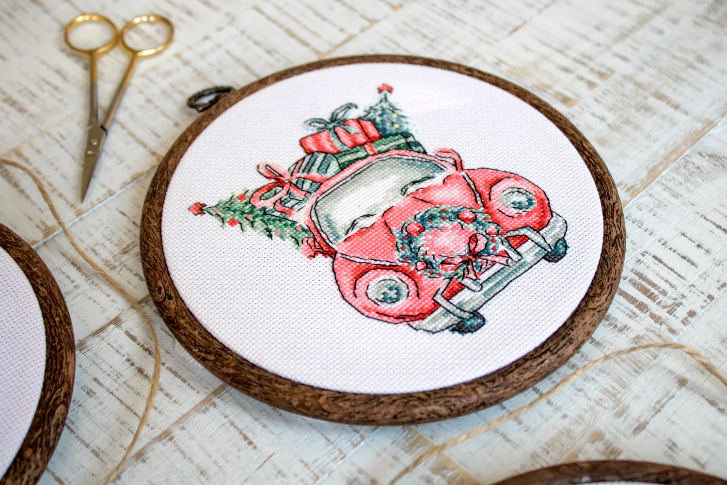 Leti Stitch LETI 965 Christmas Retro Cars borduurpakket 5 stuks