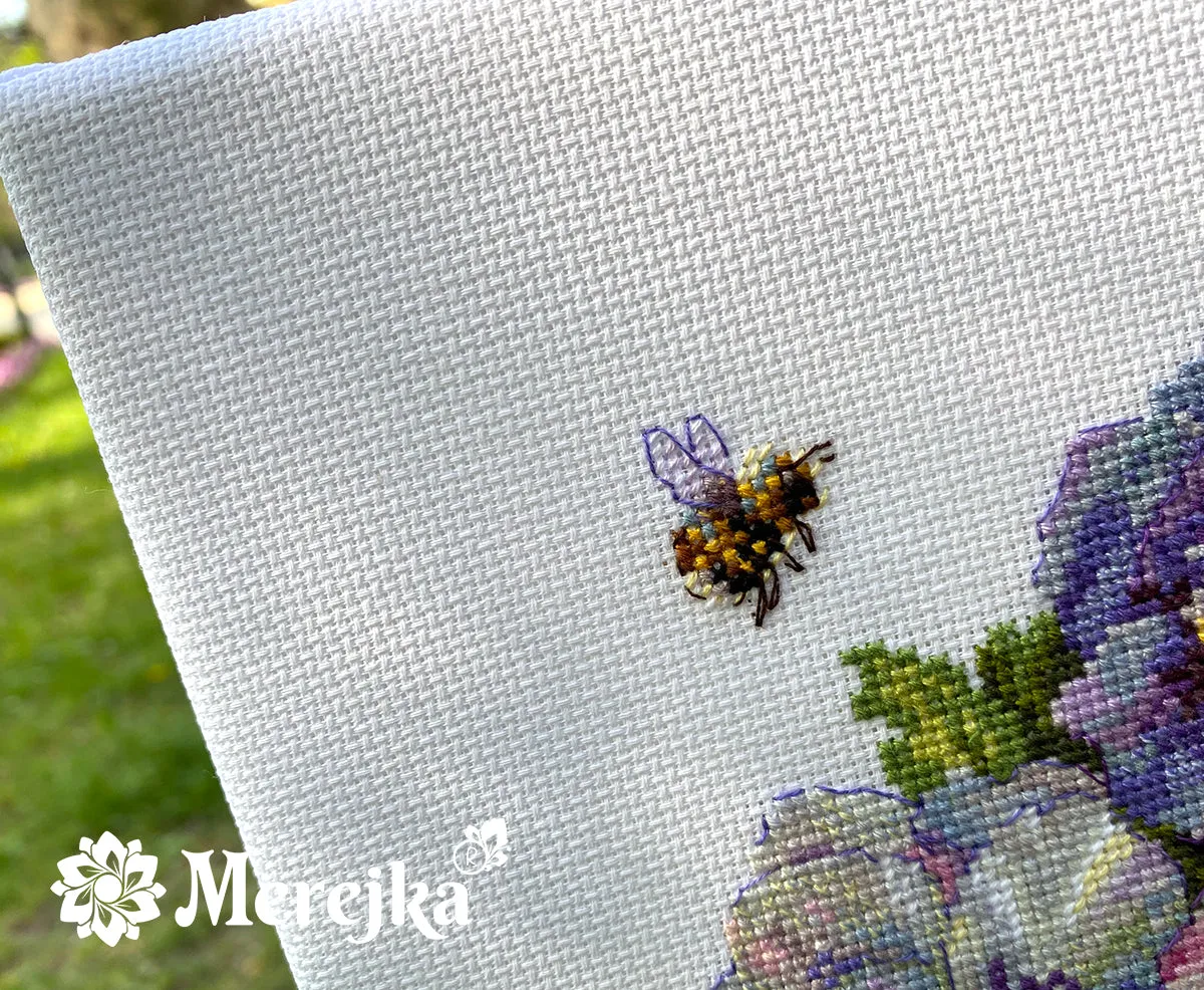 Merejka Spring Pansies borduurpakket viooltjes 18x17