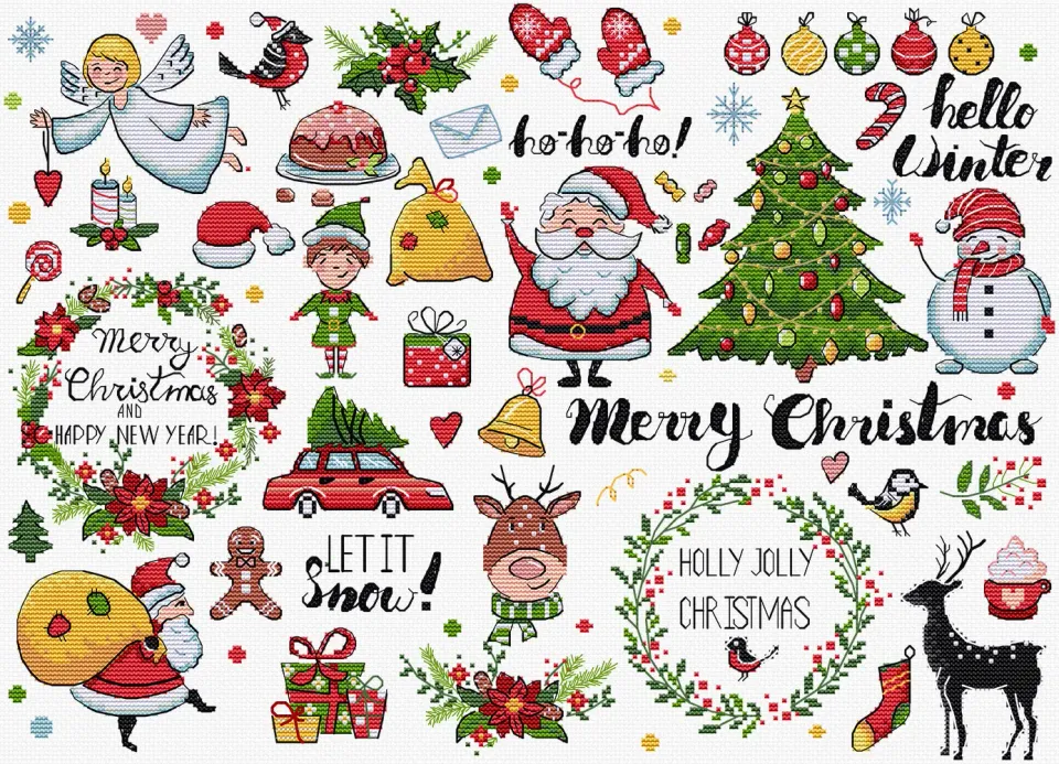 Leti Stitch L9928 Christmas Sampler borduurpakket 38x27 cm