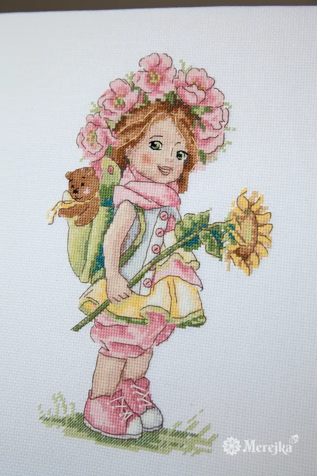 Merejka Summer Girl borduurpakket wit 23x14 cm 28 kleuren