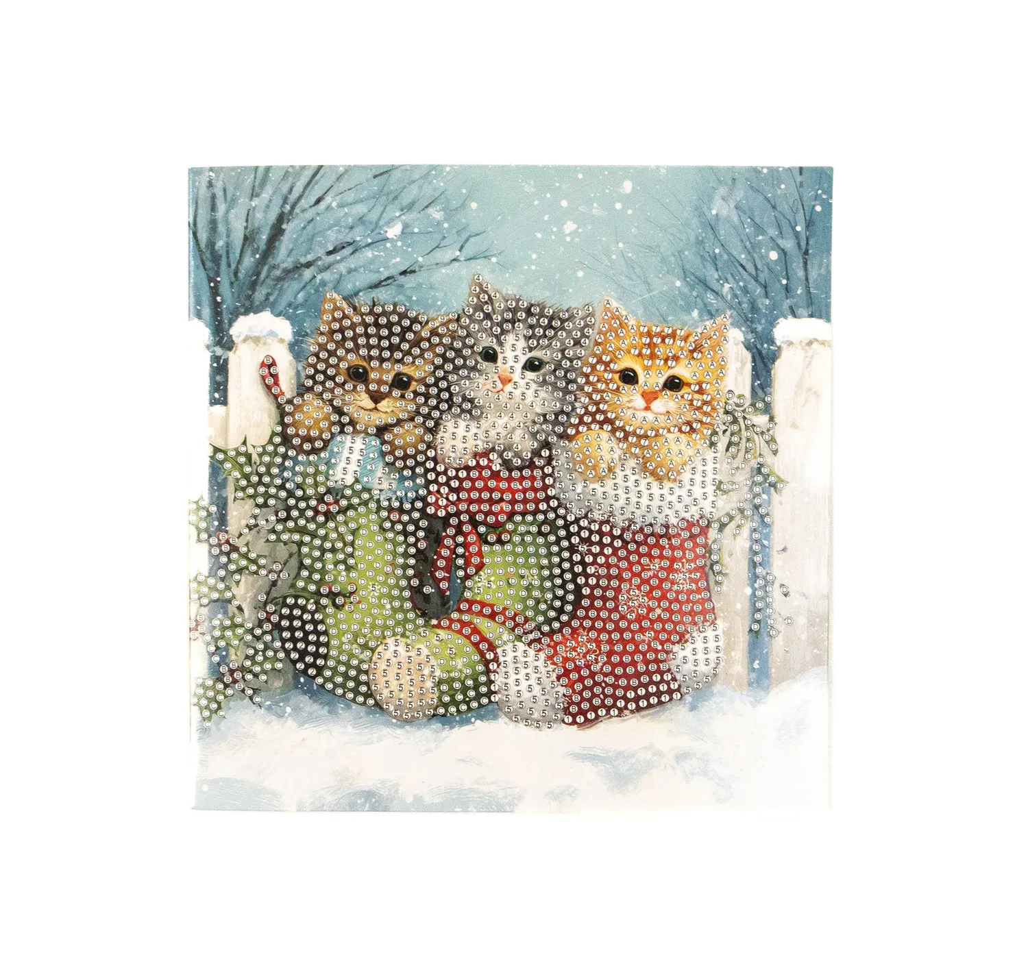 Leti Stitch Dazzle Dots 481-548 Snowy Kitties diamond painting kaart