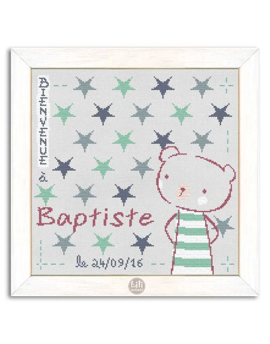 LiliPoints Baptiste in the stars borduurpakket babyjongen 21 cm
