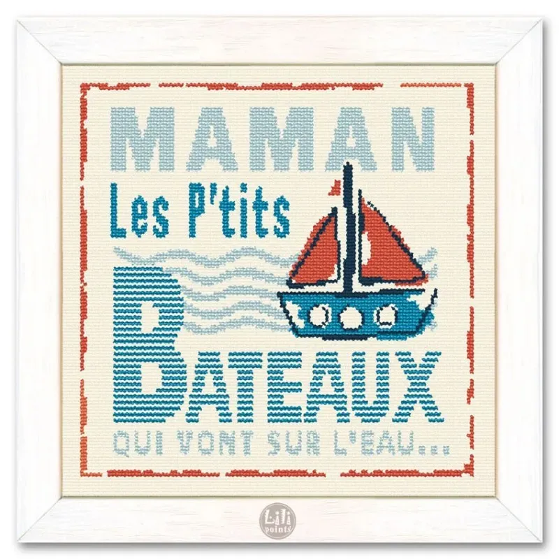 LiliPoints Little Boats borduurpatroon 130 x 130 steken