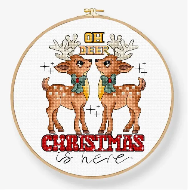 Leti Stitch L9912 Oh Deer borduurpakket 12x14 cm ring