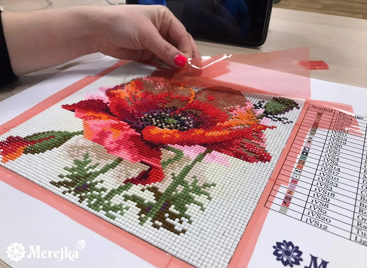 Merejka Diamond Mosaic Red Poppy diamond painting 22x21
