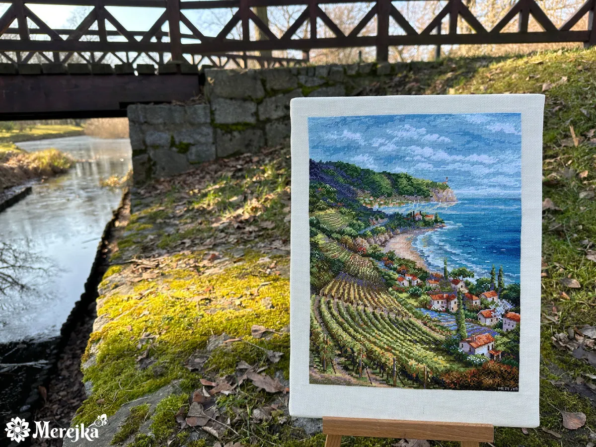 Merejka Coastline View borduurpakket 33,5x25 ecru