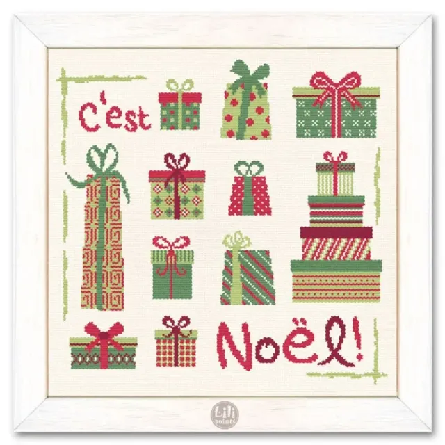 LiliPoints Christmas presents borduurpatroon kerst 2 varianten