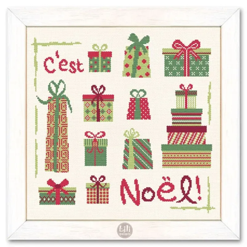 LiliPoints Christmas presents borduurpatroon kerst 2 varianten