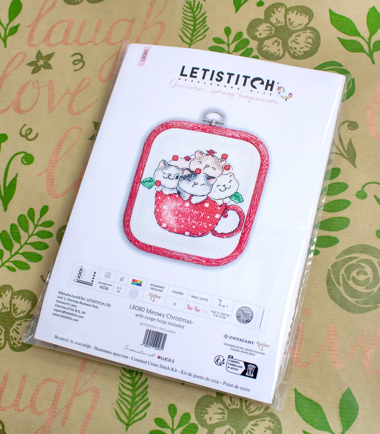Leti Stitch L8080 Meowy Christmas borduurpakket met ring