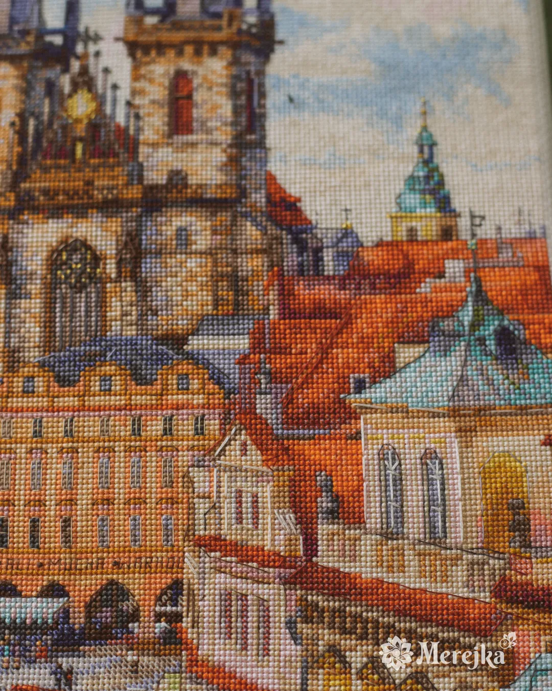 Merejka Golden Prague borduurpakket Aida 16 ecru 30x40
