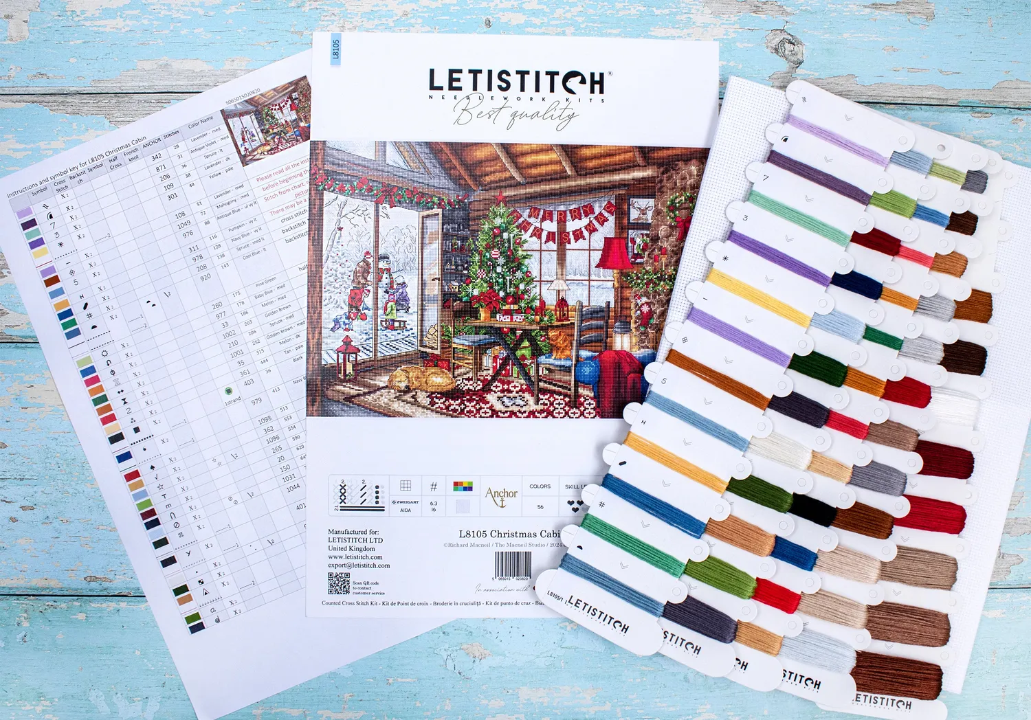 Leti Stitch L8105 Christmas Cabin borduurpakket 43x29cm