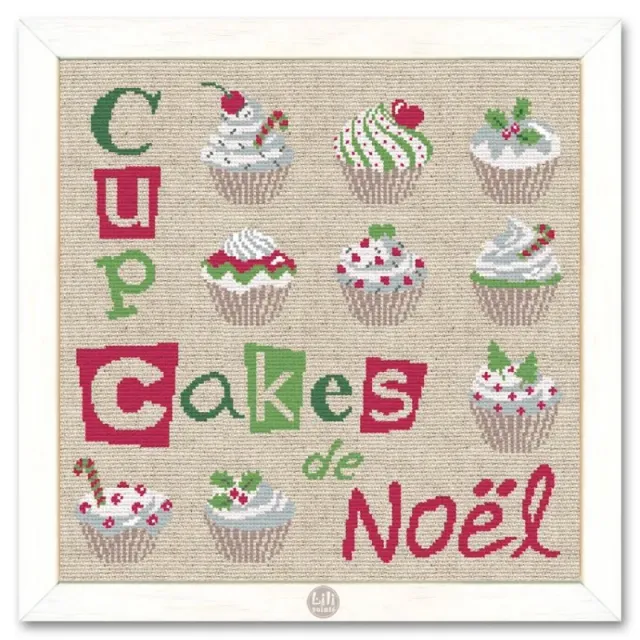 LiliPoints Christmas Cupcakes borduurpatroon 169x168