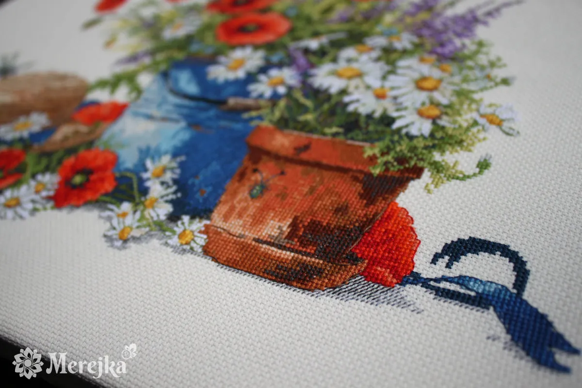 Merejka Summer Still Life borduurpakket Aida 16 ecru
