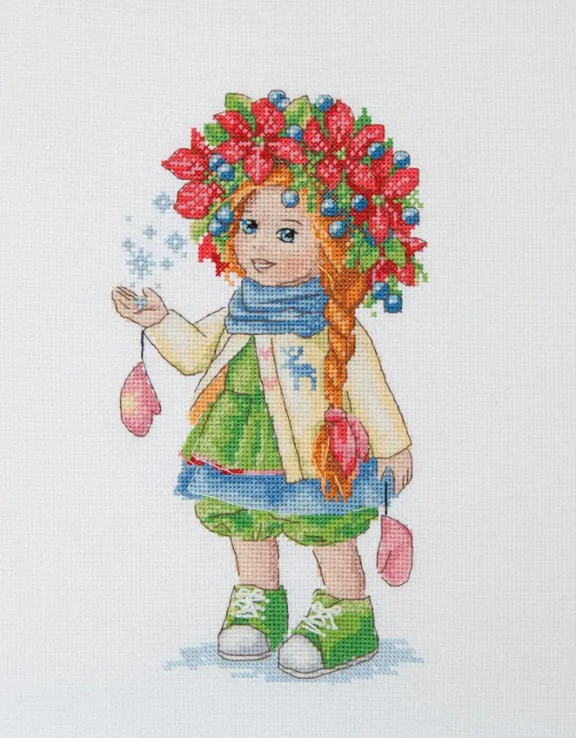 Merejka Winter Girl borduurpakket wit 23x14 cm