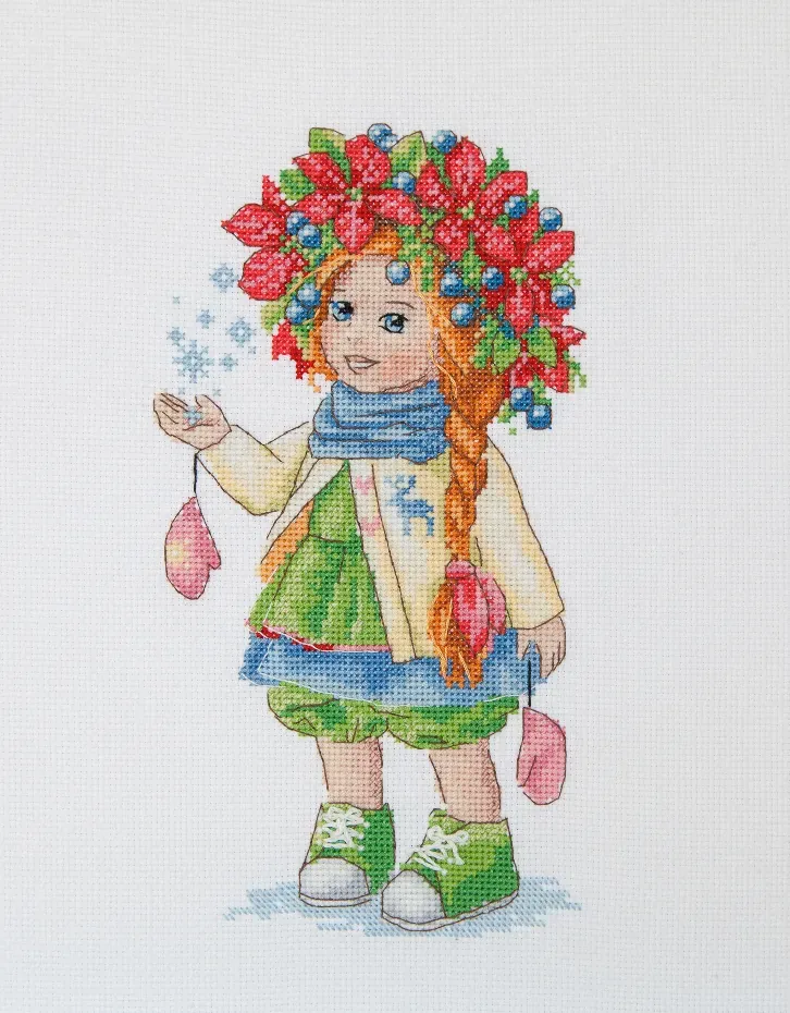 Merejka Winter Girl borduurpakket wit 23x14 cm