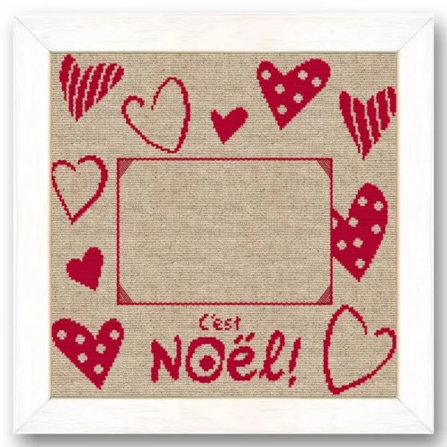 LiliPoints Christmas Photo Frame borduurpatroon rood 10x15