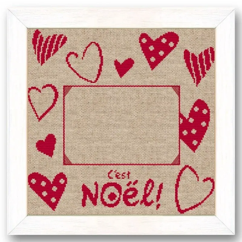 LiliPoints Christmas Photo Frame borduurpatroon rood 10x15