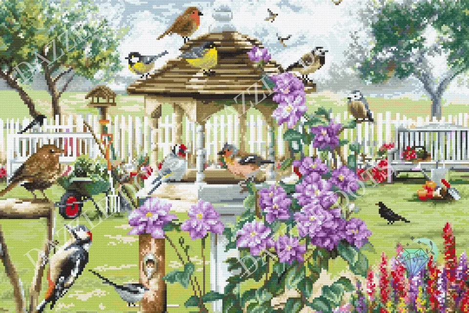 Leti Stitch LT14 Bird Table diamond painting 50x76 cm vogel