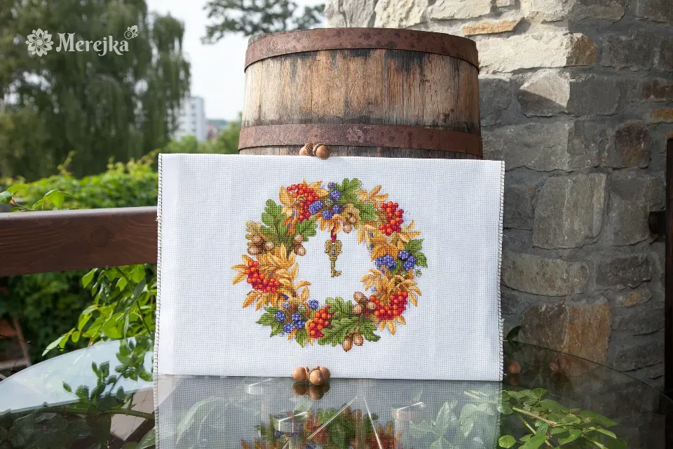 Merejka Autumn Wreath borduurpakket herfst 28x24,5