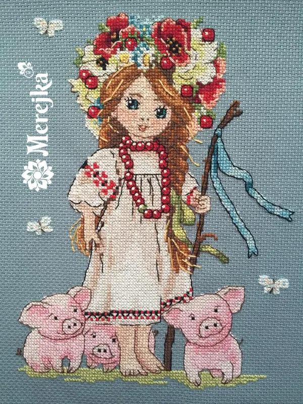 Merejka Shepherd Girl borduurpakket 15x20 cm