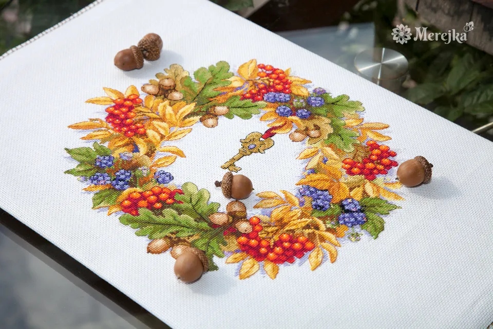 Merejka Autumn Wreath borduurpakket herfst 28x24,5